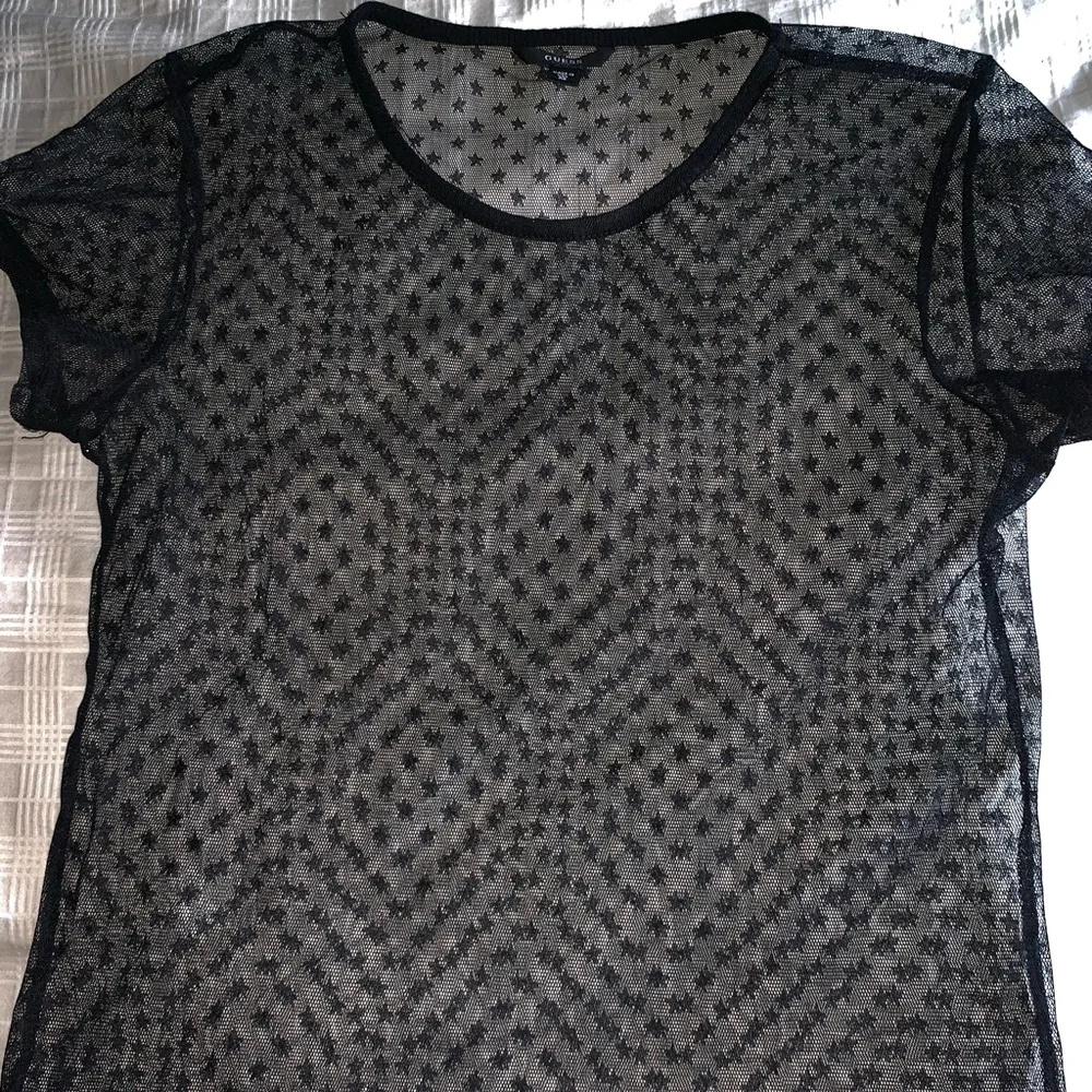 Guess Black Sheer Star Blouse - Picture 1 of 4
